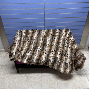 Luxury Lynx Fur Throw Real Lynx Blanket Genuine Bedspread