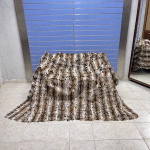 Luxury Lynx Fur Throw 100% Real Lynx Blanket KINGSIZE Bedspread