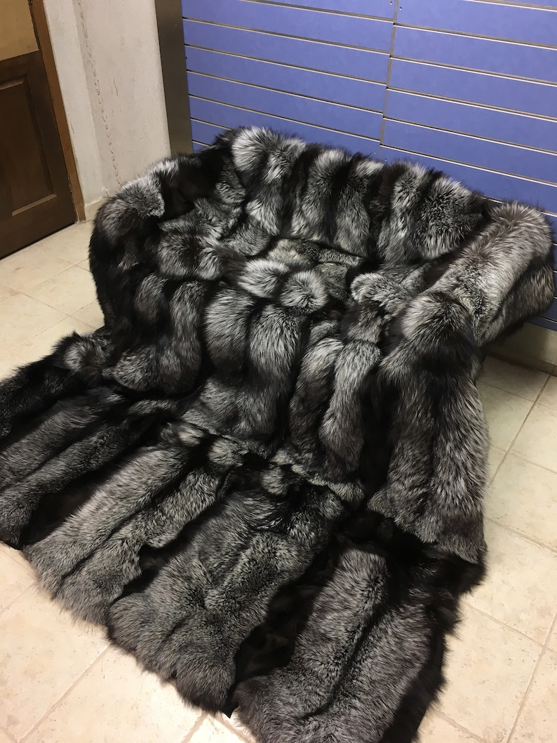 Luxury Full Skin Silver Fox Fur Throw Real Fox Fur Blanket / Etsy