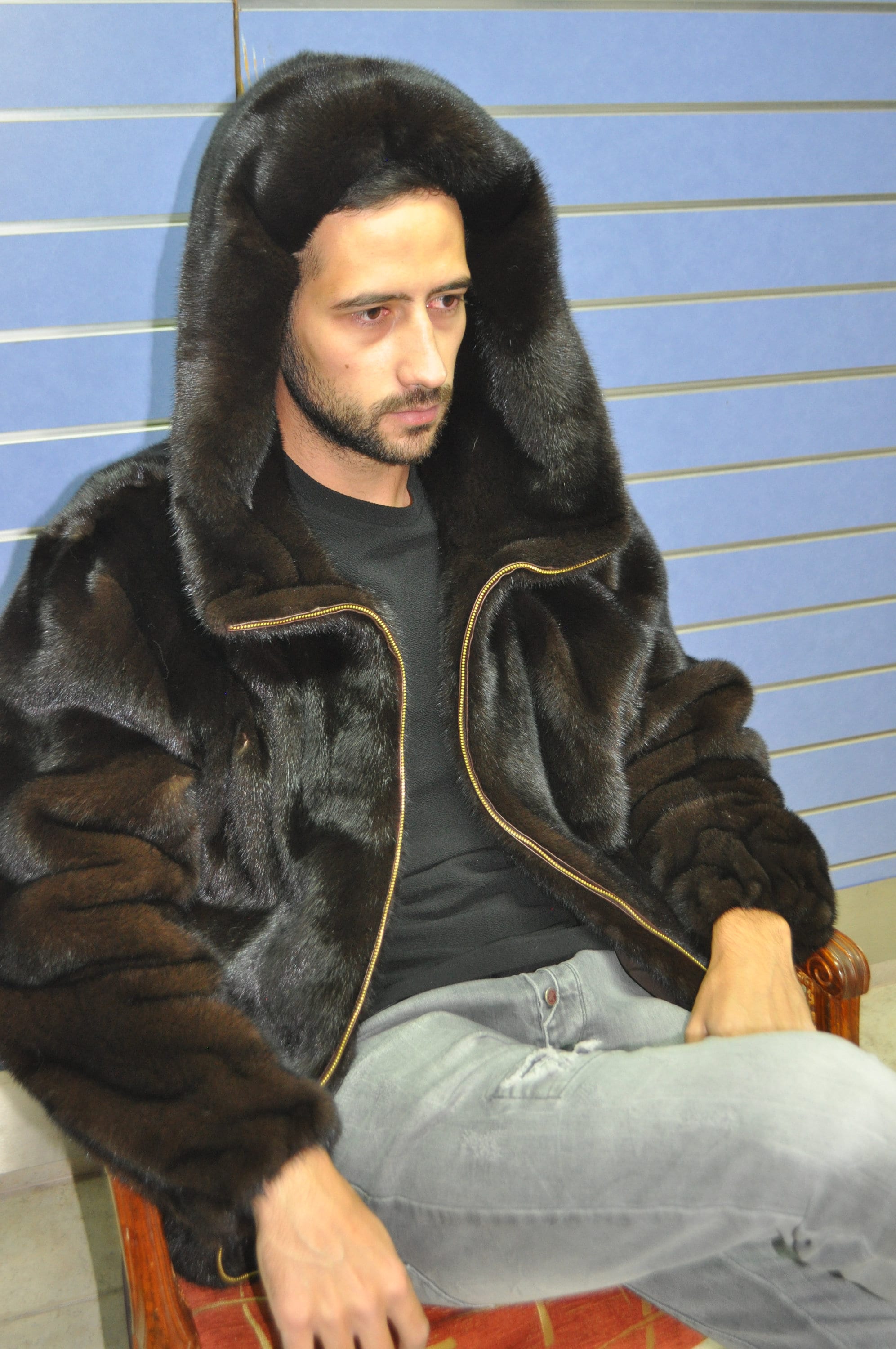 Mens Mink Full Pelt Bomber Fur Jacket 3