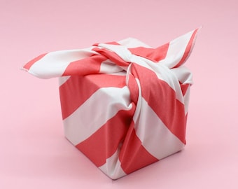 Furoshiki - Papel de regalo de algodón rosa a rayas