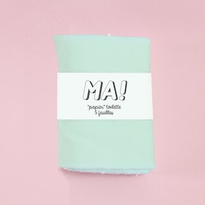 Carta igienica lavabile, cotone blu celadon e velluto spugna di cotone