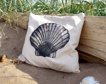 Square Cushion Cover - Scallop Shell - Organic Fairtrade Cotton