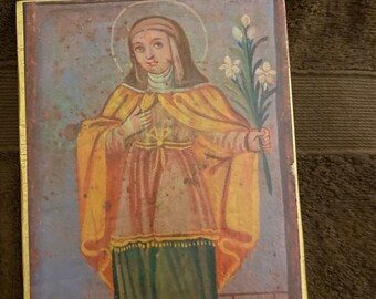 Saint Angela Vintage Print on wood