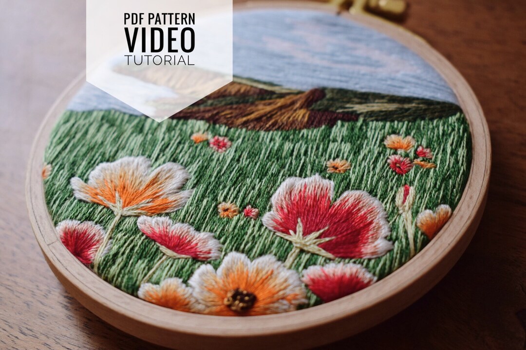 Landscape Embroidery Pattern & Guide Embroidery Pattern Flowers PDF