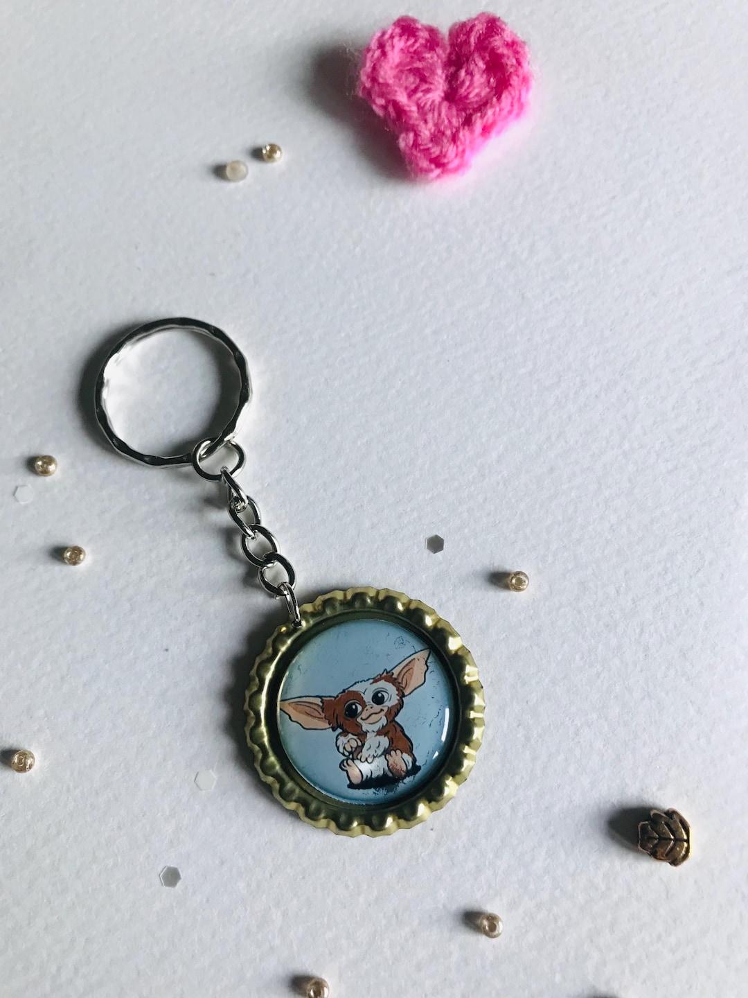 The Gremlins, Gizmo Keyring, Gold Bottle Cap Keychain - Etsy