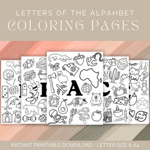 Dibujos para colorear 26 letras del abecedario, Dibujos para colorear para niños, Reconocimiento de letras, Motricidad fina, Dibujos para colorear de relajación