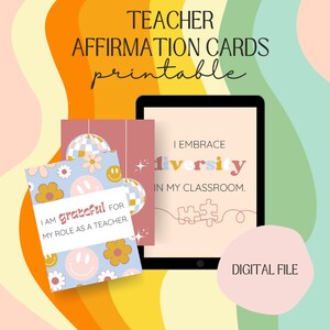 Positive Teacher Affirmation Cards, Boho Cards, Confidence, Self Care, Classroom Decor, Printable Affirmations, Manifestation Cards
