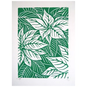 White Poinsettia (Linocut)