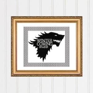 Game of thrones cross stitch pattern thrones pattern game of thrones gift winter is coming house of stark Modern Cross Stitch #08-003
