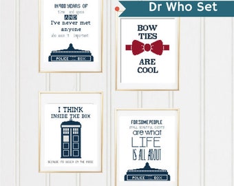 Set Dr Who cross stitch pattern doctor who craft police box dr who dr who quote pattern i think inside the box