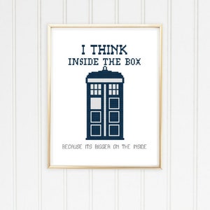 Dr Who cross stitch pattern doctor who craft police box dr who dr who quote pattern i think inside the box modern cross stitch #12-001