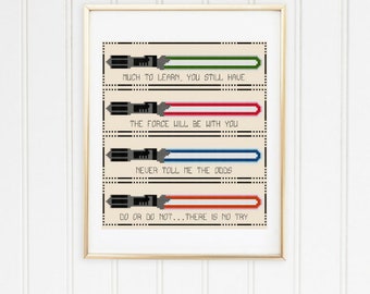 Star Wars Bookmarks cross stitch pattern star wars fan star wars handmade star wars quote jedi cross stitch jedi pattern #05-010