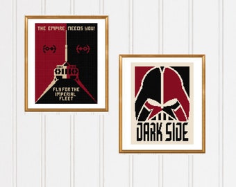 Set of 2 patterns Stormtrooper cross stitch pattern dark side chart stormtrooper stitch star wars pattern stormtrooper pattern #05-008