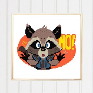 Rocket raccoon cross stitch pattern guardians of the galaxy i am groot guardians guardians groot baby groot groot stitch #03-024