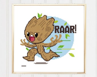 Groot cross stitch pattern guardians of the galaxy i am groot guardians guardians groot baby groot groot stitch #03-023