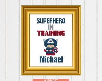 Captain America Baby Cross Stitch Pattern Baby Captain America Captain America chart Captain America cross chart superhero cross #09-017