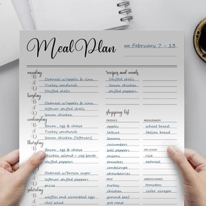 Printable Meal Planner Template Outlining Breakfast, Lunch, and Dinner ...