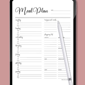 Printable Meal Planner Template Outlining Breakfast, Lunch, and Dinner ...