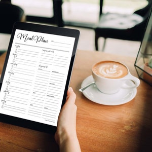 Printable Meal Planner Template Outlining Breakfast, Lunch, and Dinner ...
