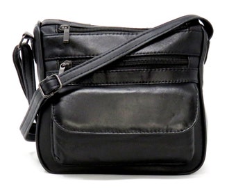 small black leather bag