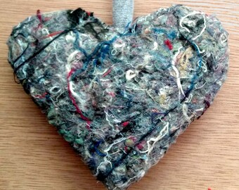 Ornament / Repurposed / Heart / Hand Sewn