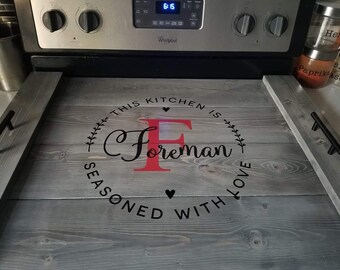 Personalized Stove Cover, Noodle Board, Rustic Stove Cover, Farmhouse