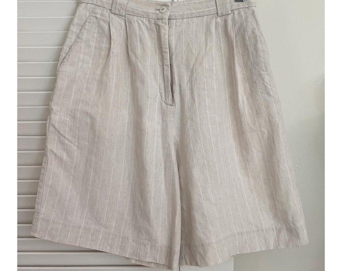 Vintage 1990s | Cotton-Linen Striped Highwaisted Shorts