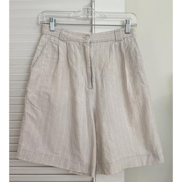 Vintage 1990s | Cotton-Linen Striped Highwaisted Shorts
