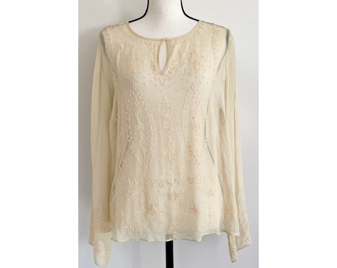 Vintage 1990s | Silk Beaded Sheer Blouse