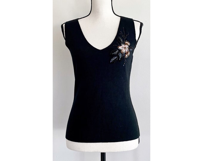 Vintage Y2K | Wool Knit Beaded Sleeveless Top