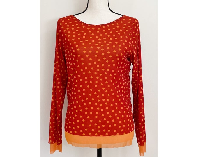 Vintage Y2K | Mesh Polka Dot Long Sleeve Shirt from The Limited