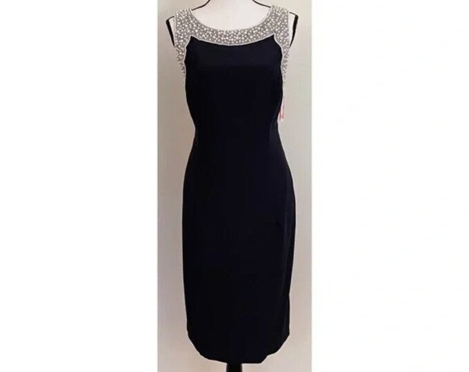 Vintage 1980s | Pearl Collar Sheath Dress, Deadstock