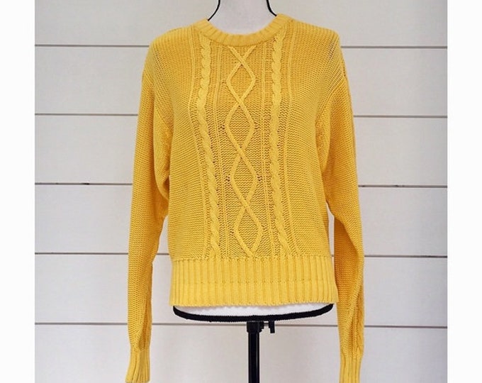 Vintage 1980s | Yellow Cable Knit Sweater