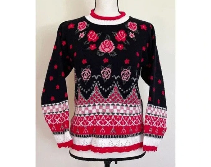Vintage 1990s | Knit Rose Sweater