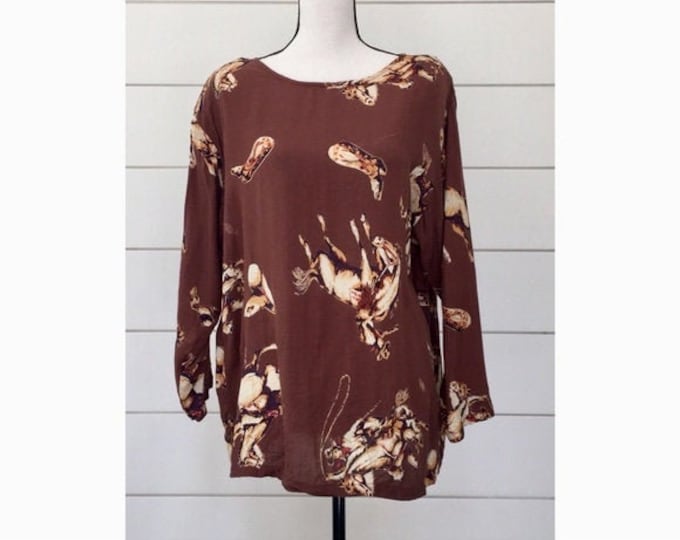 Vintage 1980s | Cowboy Print Tunic