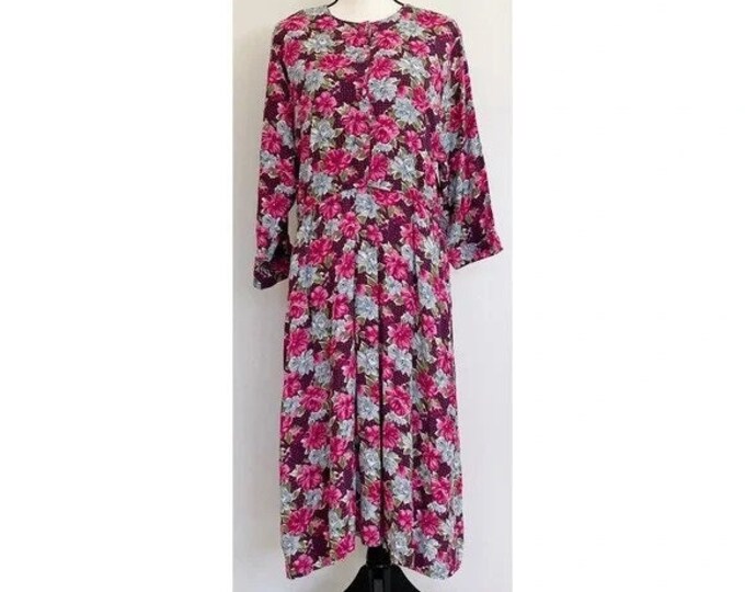 Vintage 1980s | Floral Shirt Dress