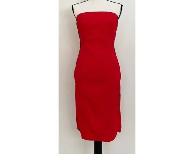 Vintage Y2K | Strapless Racing Stripe Red Dress