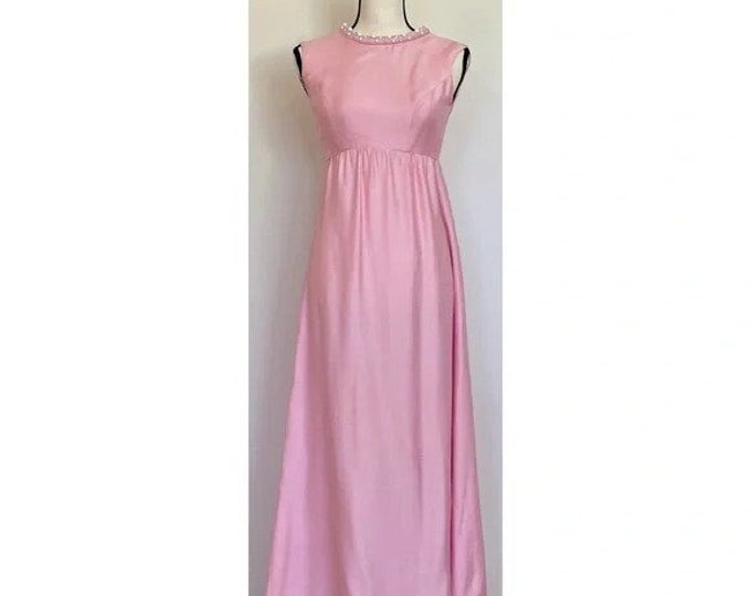 Vintage 1960s | Beaded Maxi Prom Wedding Guest Dress