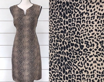 Vintage 1990s | Silk Leopard Print Shift Dress