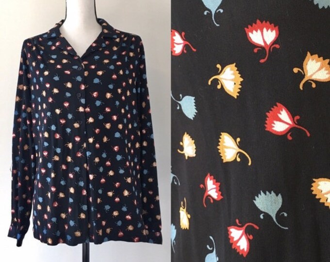 Vintage 1970s | Tulip Print Button Down Shirt