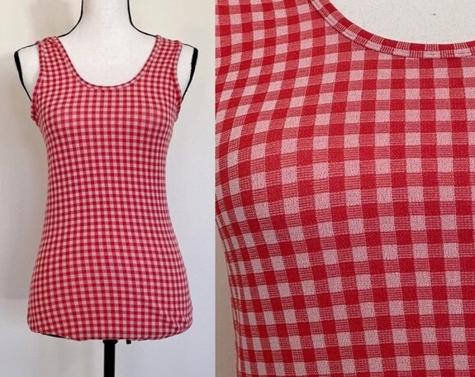 Vintage 1960s | Gingham Scoop Neck Bodysuit