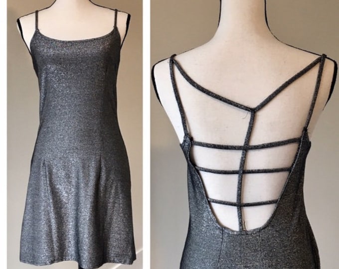 Vintage 1990s | Cage Back Metallic Mini Dress