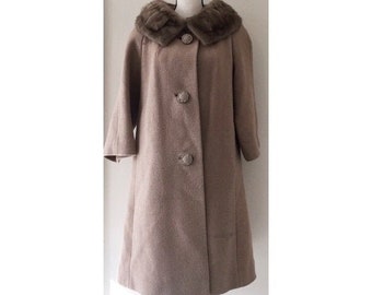 Vintage 1950s | Wool & Fur Swing Coat