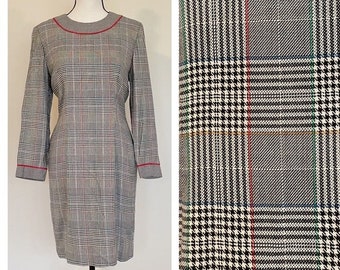 Vintage 1980er jahre | Kariertes Houndstooth Kleid