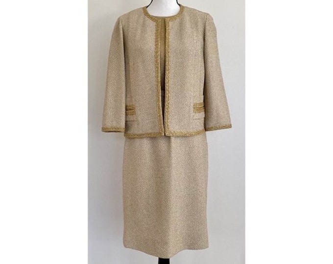 Vintage 1960s | Gold Three-Piece Skirt Suit by Peck & Peck