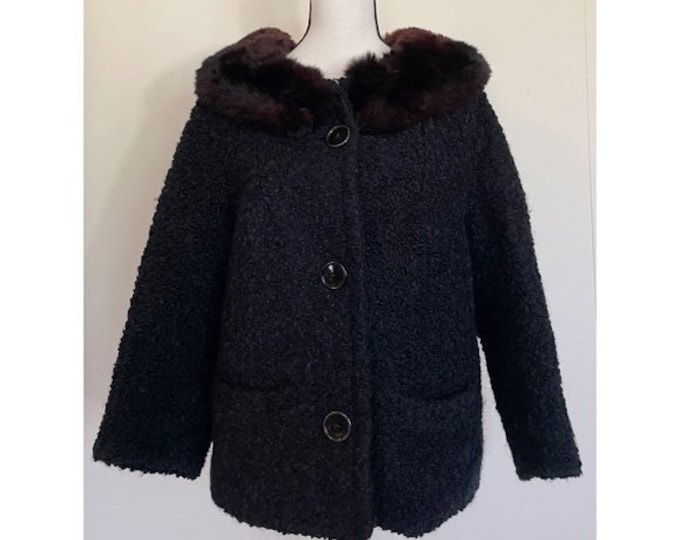 Vintage 1950s | Wool Boucle and Fur Jacket