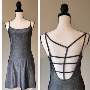 Vintage 1990s | Cage Back Metallic Mini Dress