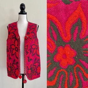 Vintage 1970s | Spanish Wool Floral Open Vest