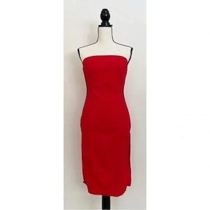 Vintage Y2K | Strapless Racing Stripe Red Dress